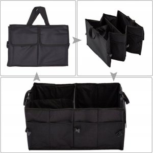 TORBA ORGANIZER BAGAŻNIKA SAMOCHODU AUTA KUFER XL CZARNA USZTYWNIONY 5