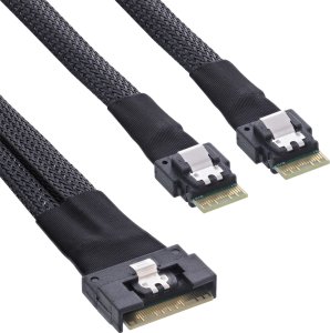 InLine InLine® Slim SAS cable, SFF-8654 8i to 2x SFF-8654 4i, 1m 1