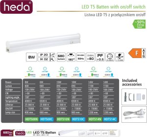 Taśma LED BestService Listwa led Heda 8W T5 60CM 680LM 4000K HDT508N Lumax 2