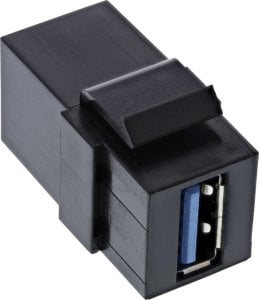 Adapter USB InLine InLine® USB 3.2 Snap-In module, USB-A F/F, 90° angled, black housing 1