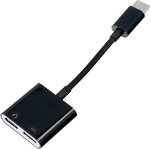 Adapter USB OEM Adapter AUX 2w1 Typ C (męski) do Typ C (żeński) / Typ C (żeński) BOX czarny [DAC] 1