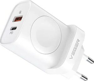 Ładowarka Veger VEGER ładowarka sieciowa USB A + Typ C + ładowarka indukcujna kompatybilna z Apple Watch PD QC3.0 3A 25W W002E biała 1