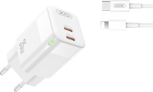 Ładowarka Xo Ładowarka Sieciowa Ce07 Pd 35W 2X Usb-C Biała + Kabel Usb-C - Lightning 1