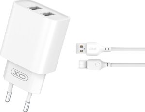 Ładowarka Xo Ładowarka Sieciowa Ce02C 2X Usb 2,1A Biała + Kabel Usb-C 1