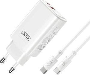 Ładowarka Xo Ładowarka Sieciowa Ce17 Pd 65W 1X Usb-C 1X Usb Biała + Kabel Usb-C - Usb-C 1