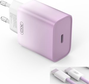 Ładowarka Xo Ładowarka Sieciowa Ce18 Pd 30W 1X Usb-C Fioletowo-Biała + Kabel Usb-C - Usb-C 1