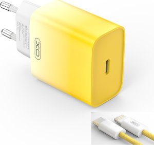 Ładowarka Xo Ładowarka Sieciowa Ce18 Pd 30W 1X Usb-C Żółto-Biała + Kabel Usb-C - Lightning 1