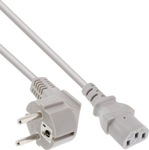 Kabel zasilający InLine InLine® Power cable, Schutzkontakt angled to 3pin IEC C13, grey, 1,0m 1