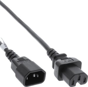 Kabel zasilający InLine InLine® Power cable extension, hot condition connector IEC-C15 straight to IEC-C14 straight, 1.8m, black 1