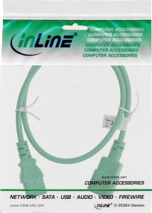 Kabel zasilający InLine InLine® Power cable extension, C13 to C14, green, 1.5m 2