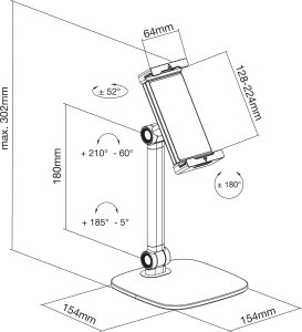 Stojak InLine InLine® Tablet desk holder with stand, up to 12.9", black 2