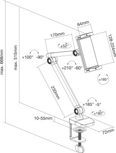 Stojak InLine InLine® Tablet holder with table clamp, up to 12.9", black 2