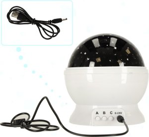 Lampka nocna projektor gwiazd 2w1 USB biała 5