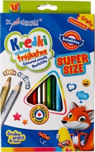 MAJEWSKI Kredki trójkątne Super Size + temperówka 18 kolorów 2