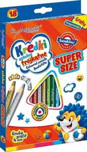 MAJEWSKI Kredki trójkątne Super Size + temperówka 18 kolorów 6