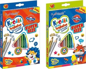 MAJEWSKI Kredki trójkątne Super Size + temperówka 18 kolorów 7