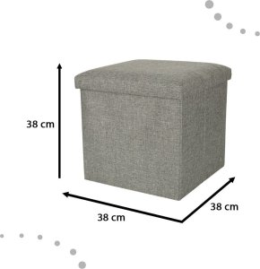 Puf składany ze schowkiem szary 38x38x38cm 2