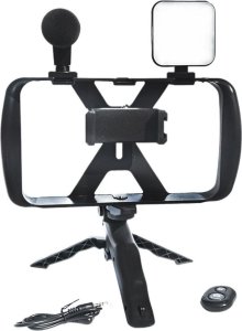 Selfie stick OEM Zestaw / uchwyt selfie z pilotem na bluetooth tripod do transmisji na żywo z lampą LED, mikrofonem, pilotem TL-49T 9