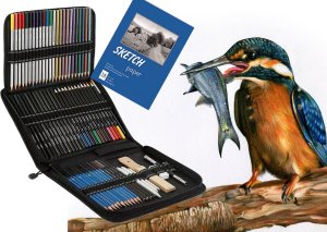 Zestaw do szkicowania rysowania kolorowania profesjonalny artystyczny 74el 2