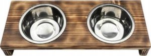 QLS STOJAK PODWÓJNY NA MISKI DLA PSA KOTA DREWNIANY S 2