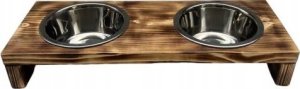QLS STOJAK PODWÓJNY NA MISKI DLA PSA KOTA DREWNIANY S 3