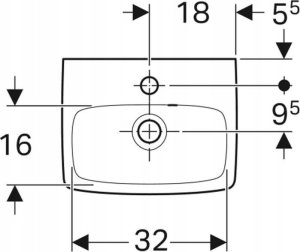 Umywalka Geberit Geberit Selnova Square Umywalka kompaktowa, B36cm, H14.5cm, T28cm, z przelewem, z otworem na baterię [18] 2