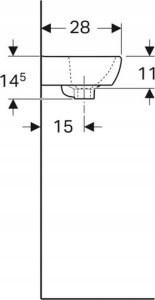 Umywalka Geberit Geberit Selnova Square Umywalka kompaktowa, B36cm, H14.5cm, T28cm, z przelewem, z otworem na baterię [18] 4