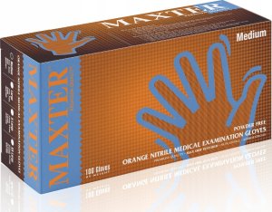 Rękawice nitrylowe bezpudrowe, MAXTER 7.0, 100 szt., rozmiar M, pomarańczowe 5