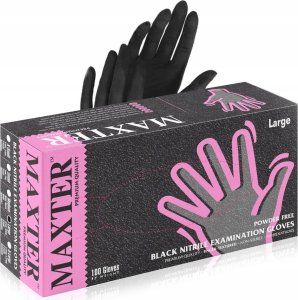 Rękawice nitrylowe bezpudrowe, MAXTER, 100 szt., rozmiar L, czarne 14