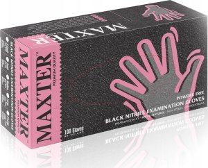 Rękawice nitrylowe bezpudrowe, MAXTER, 100 szt., rozmiar L, czarne 16