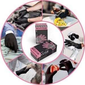 Rękawice nitrylowe bezpudrowe, MAXTER, 100 szt., rozmiar L, czarne 3