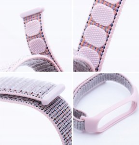 OEM Pasek nylonowy do XIAOMI Mi Band 5 / 6 / 7 różowa (07) 2