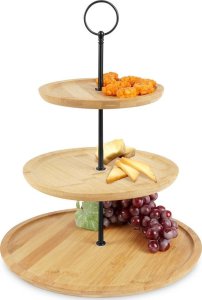 Excellent Houseware Patera bambusowa 3-piętrowa 35 cm 2