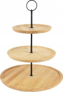 Excellent Houseware Patera bambusowa 3-piętrowa 35 cm 5