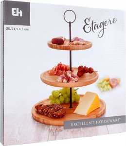 Excellent Houseware Patera bambusowa 3-piętrowa 35 cm 9