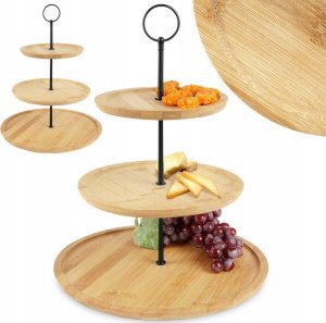 Excellent Houseware Patera bambusowa 3-piętrowa 35 cm 10