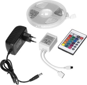 Taśma LED Orno Zestaw taśma LED 12V  100 30L 7.2W/m IP20 RGB 5m + Sterownik RGB + Zasilacz 12V 1