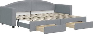 vidaXL vidaXL Sofa rozsuwana z szufladami, jasnoszara, 80x200 cm, tkanina 2