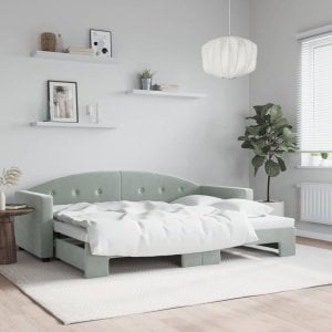 vidaXL vidaXL Sofa rozsuwana, jasnoszara, 80x200 cm, aksamit 1