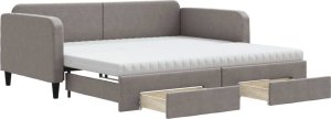 vidaXL vidaXL Sofa rozsuwana z szufladami, taupe, 100x200 cm, tkanina 2