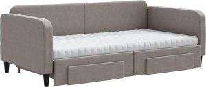 vidaXL vidaXL Sofa rozsuwana z szufladami, taupe, 100x200 cm, tkanina 3