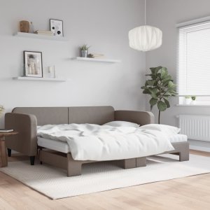 vidaXL vidaXL Sofa rozsuwana z materacami, kolor taupe, 100x200 cm, tkanina 1