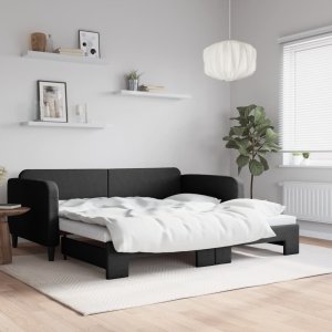 vidaXL vidaXL Sofa rozsuwana, czarna, 100x200 cm, tkanina 1