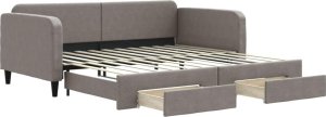 vidaXL vidaXL Sofa rozsuwana z szufladami, taupe, 100x200 cm, tkanina 1