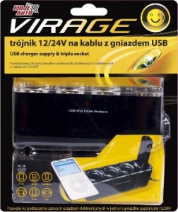 Ładowarka Libox TRÃJNIK 12/24V NA KABLU Z GNIAZDEM USB 1