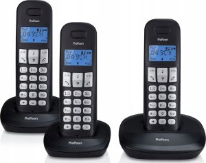 Telefon stacjonarny ExtraLink PROFOON PDX-1130 - DECT-Telefon mit 3 Mobilteilen, schwarz 1