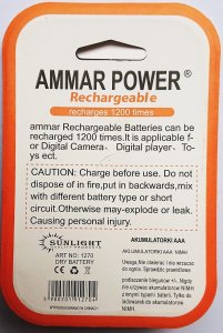 Aigostar  Akumulatorki R-3 AAA małe paluszki AMMAR POWER 4800 mAh NI-MH Akumulatorki R-3 AAA małe paluszki AMMAR POWER 4800 mAh NI-MH 4