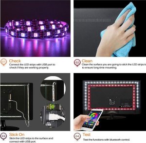 Taśma LED Taśma do podświetlenia tv USB LED 5050 RGB 5m/5V sterowana z bluetooth Taśma do podświetlenia tv USB LED 5050 RGB 5m/5V sterowana z bluetooth 9