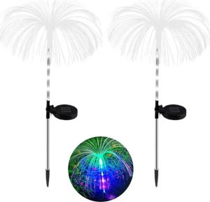 2 x Solarna palma fontanna kolorowego światła 2 x Meduza solarna fontanna kolorowego światła lampa ogrodowa wbijana 6
