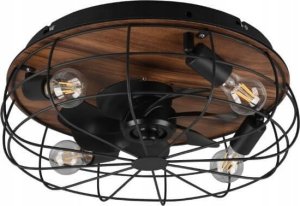 Wentylator Globo Wentylator sufitowy z lampą LED TRONDHEIM R61105032 czarny-drewno 2
